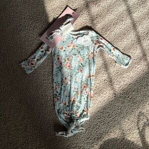 Baby Grey / Everly Grey knotted baby gown + headband